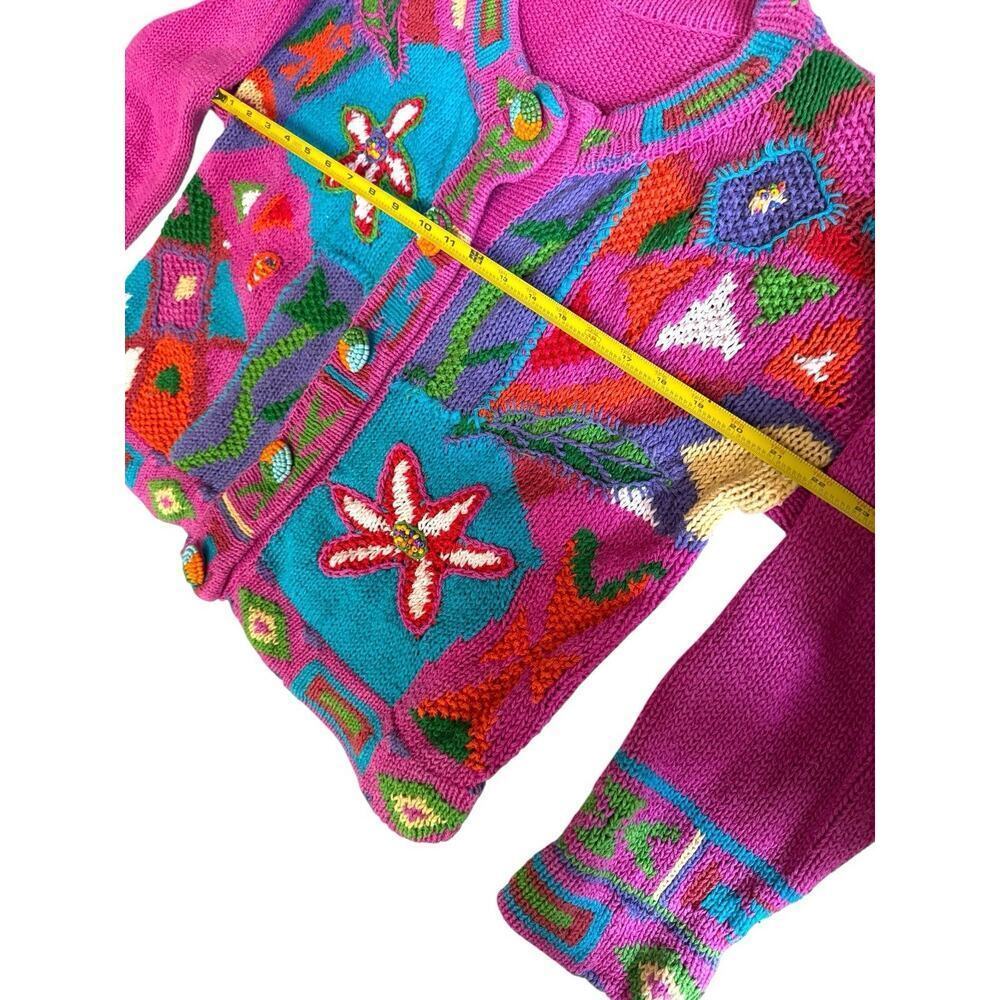 Floral Embroidered‎ Knit Pink Sweater with Beaded Buttons - Picture 6 of 9